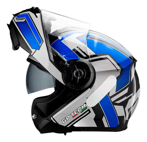 Capacete Articulado Gp Tech A118 Robocop Viseira Solar Inter