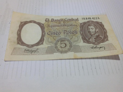 Billete De 5 Pesos Moneda Nacional    (422)