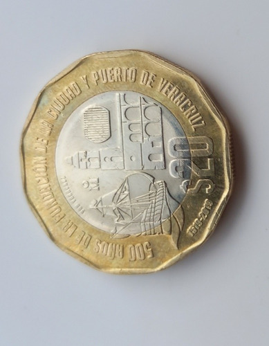 Moneda De 20  Mexicana Conmemorativa De Veracruz