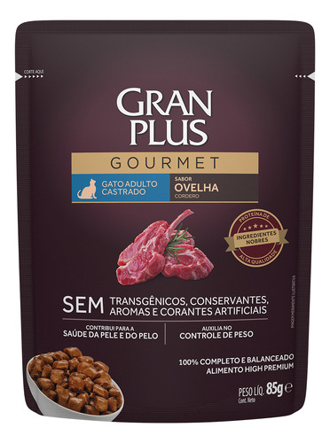 Gran Plus Gourmet Sachê Gato Ad Salmão, Frang, Ovelha 54x85g