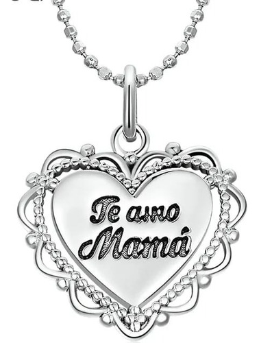 Collar De Plata 925,tipo Encaje ,con Mensaje (te Amo Mama)