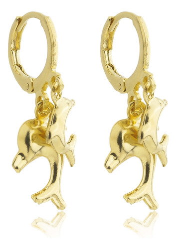 Brinco Argolinha Dois Golfinhos Banhado A Ouro 18k