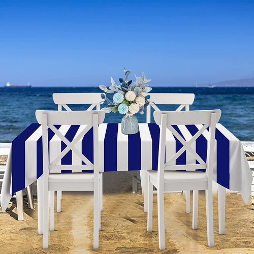 4 Pieces Blue And White Striped Tablecloth Nautical Blue Pla