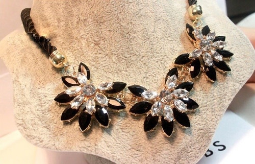 Collar Aretes Maxi Con Cristales Nuevo Importado En Stock