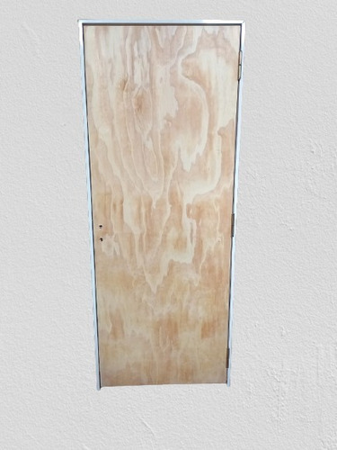 Imagen 2 de 7 de Puerta Placa Pino 0,80x2,00 Mts Marco Aluminio 7,5 Cm Ancho