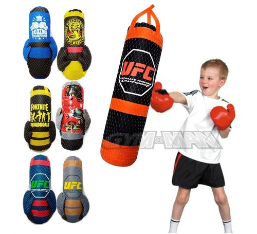 Bolsa Boxeo Rellena Niños + Guantes Juego Infantil P