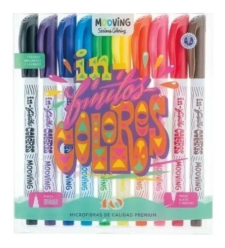 Microfibras Mooving Infinitos En Estuche X10 Colores Micro