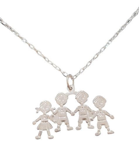 Collar Cadena 4 Hijos Niña Niño M Variantes Plata 925 + Caja