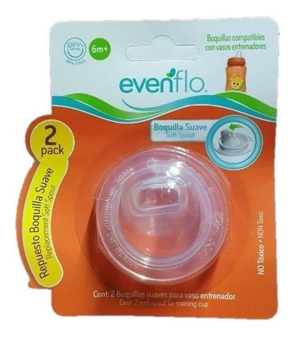 Tetinas Evenflo Vaso Entrenador Boquilla Suave 2 Piezas 6m+