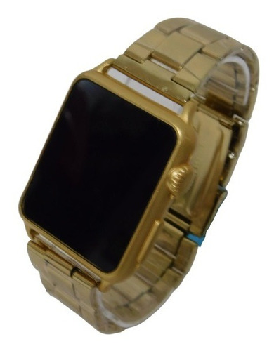 Relógio Led Digital Touch Pulseira De Aço Dourado Unissex