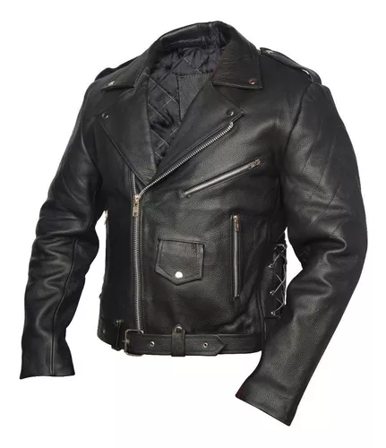 Chamarra Piel Borrego Biker Hombre Color Negro C-104