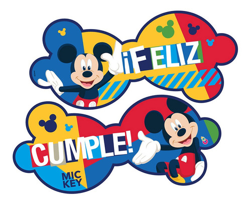 Cotillón Cartel Feliz Cumple Grande - Mickey Y Minnie Mouse