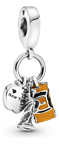 Charm Colgante Triple Taxi Ny Plata 925 Compatible Pandora