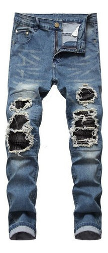 Para Chupines Jeans Con Roto Jeans Hombre Efecto Desgastado
