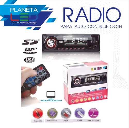 Radio Para Carro Con Bluetooh Integrado Con Usb Sd Aux Fm...