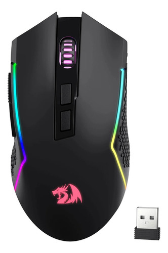 Mouse para jogos RGB sem fio Redragon M693 Trident 8000 Dpi, cor preta