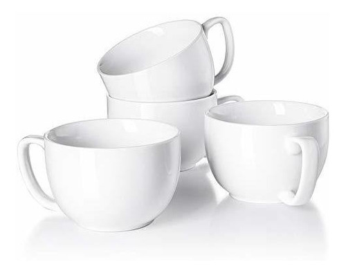 Tazas De Café Blancas De Porcelana Jumbo - Set De 4 Tazas