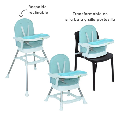 Silla Comer Bebe Avanti Lyra 3 - 1 Convertible Booster Patas Color Celeste