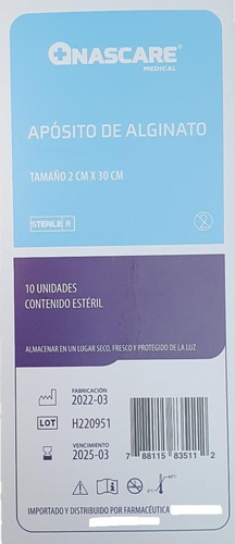 Imagen 3 de 4 de Apósito Alginato De Calcio 2cmx30cm 1un. - Zona Medica