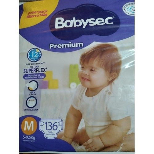 Pañales Babysec Premium Talle M Por 136 U. ( Kiara)