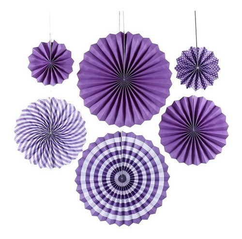 Abanicos Sombrillas De Papel Morado Para Fiesta 12 Unidades