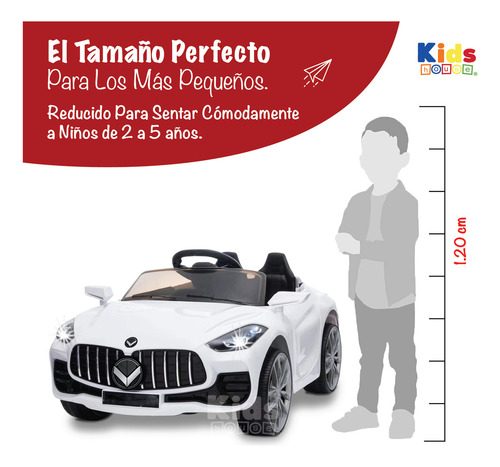 Kids House Carro Blanco Para Niños Montable Infantil Dash, con Luz, Música USB MP3, Educación Temprana, Batería Dual, Diseño Compacto y Seguro, Ideal para Aprender Jugando