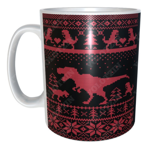 Taza Navideña Con Cajita De Regalo T Rex M72