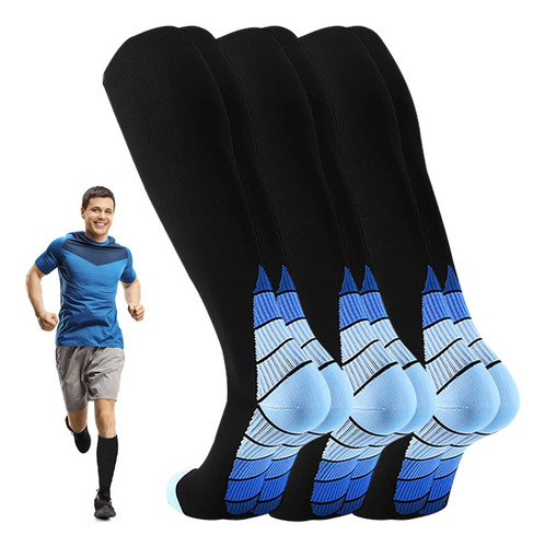 3 Pares Medias De Compresión Hombre Y Mujer, Calcetines De