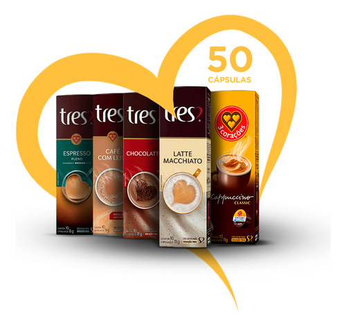 50 Cápsulas Café Tres Corações - Escolha Os Sabores