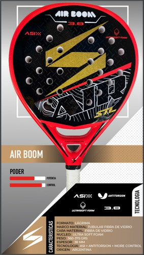 Imagen 5 de 9 de Paleta De Padel Steel Custom Air Boom + Efecto Potencia New