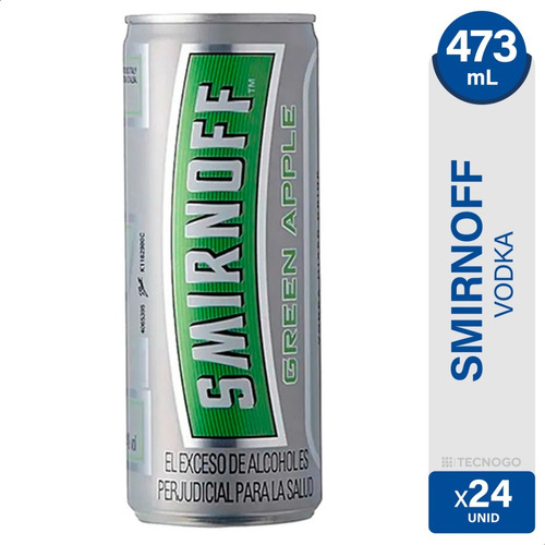 Smirnoff Ice Green Apple Lata Pack X24 Unidades -  Sabor Manzana Verde