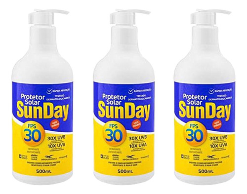 Kit 3 Protetor Solar Sunday Fps 30 Com 500ml - Nutriex