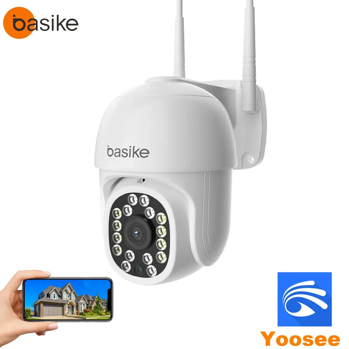 Câmera de Segurança WiFi Dome Full HD 1080p Basike Interna Externa Para Casa com Áudio Bidirecional Visão Noturna Infravermelho Monitoramento pelo Celular