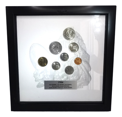Cuadro Banxico Cuño Corriente Monedas Unc 1984 Certificado