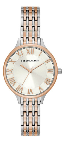 Reloj Mujer Bcbgmaxazria Bg50991010 Opportunity Correa Plateado Bisel Rosa Fondo Beige