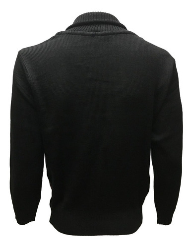Imagen 4 de 4 de Suéter Negro Con Rojo Cuello V Y Botón Hombre