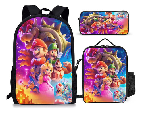 Mochila Super Mario Bros Peach Estuche Para Lápices Lonchera