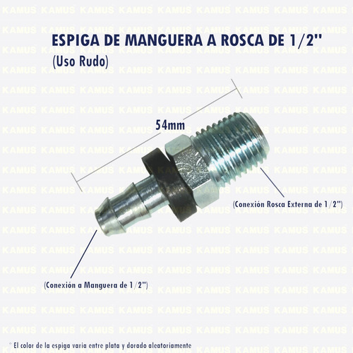 Espiga Manguera 1/2 A Rosca 1/2 Niple Conexion De Aire