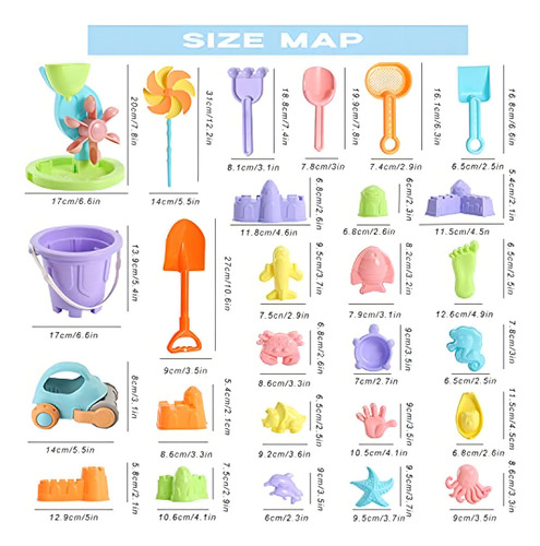 Juguetes De Arena De Playa Mibor Para Niños 31 Piezas Multicolor