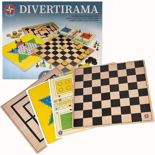 Jogo Divertirama Ludo Dama Xadrez Moinho 4 Em 1 Estrela