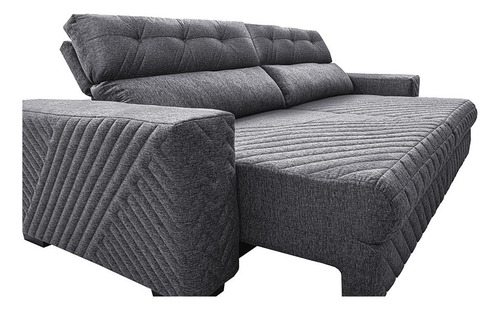 Sofá Retrátil E Reclinável 2,15m Cama Inbox Style. Linho Cor Cinza-escuro