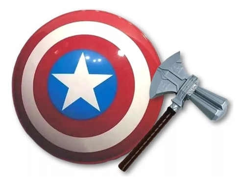 Escudo Capitán América + Hacha Thor 35cm Combo Avenger 