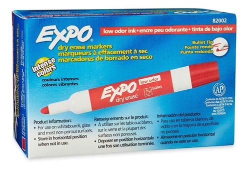 Pincel Para Quadro Branco Tank Expo Com 12 Unidades Vermelho