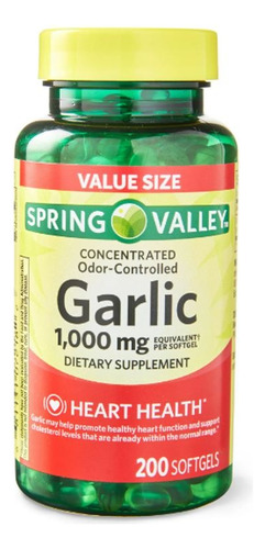 Extracto De Ajo 1000mg Spring Valley 200sfgl Garlic Sin Olor