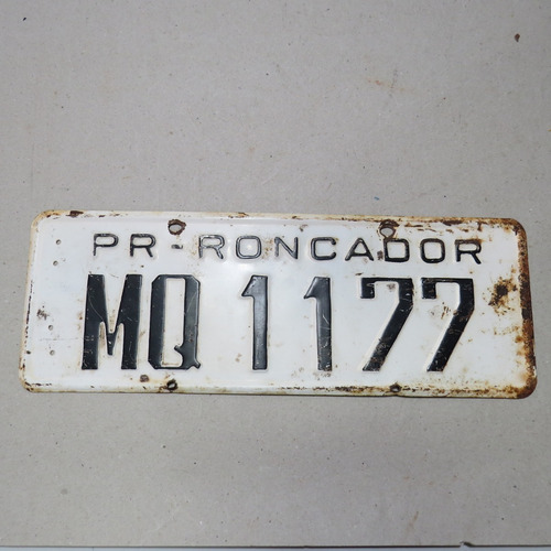 Imagem 6 de 6 de Placa Antiga Branca De Carro Roncador - Paraná
