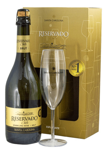 Kit Espumante Brut Reservado Chile Com Taça Santa Carolina