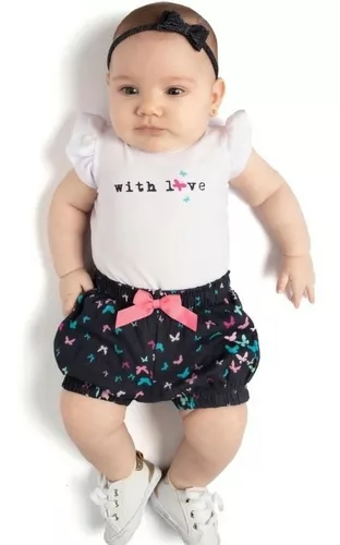 Roupa De Bebe Menina Conjunto Body E Short