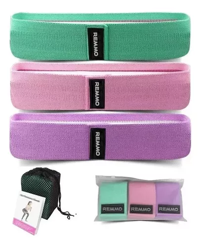 Bandas Elásticas Circulares Algodón Set X3 Fitness Pilates Remmo Rosa