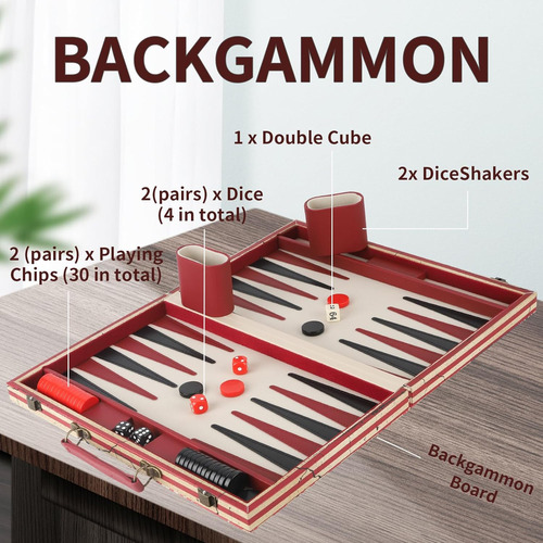 Backgammon Set, 15 Juego De Mesa Clásico De Backgammon Con D