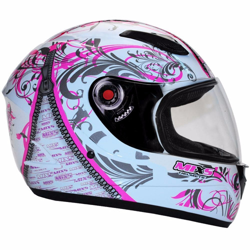 Capacete Mx Fokker Racing Girls Branco Rosa Nº60 Meninas 